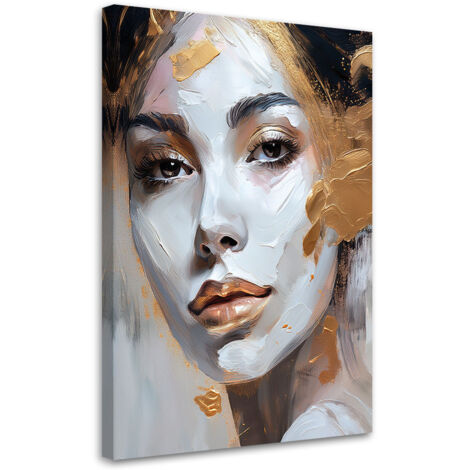 Tableau déco Portrait Femme Peint Or 40x60 (1/5)