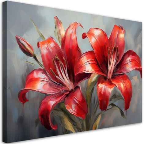 Tableau déco Lys Fleurs rouges Plantes Nature 100x70 (1/5)