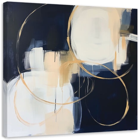 Tableau déco Abstraction bleu or comme peint 40x40 (1/4)
