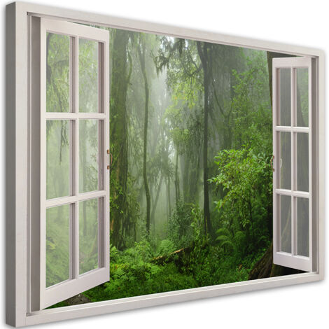 Image sur toile, Fenêtre forêt jungle tropicale - 100x70 (1/5)