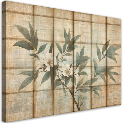Tableau déco plante avec fleurs aux couleurs chaudes 60x40 (1/5)