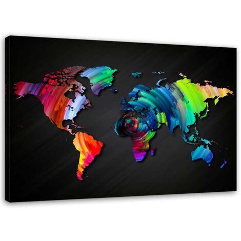Image sur toile, Carte du monde colorée - 100x70 (1/5)
