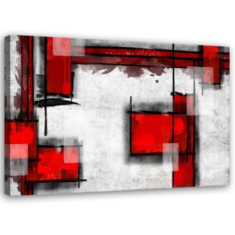 Tableau sur toile Abstrait Blanc Rouge 60x40 (1/5)
