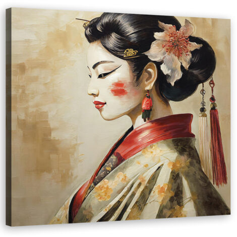 Tableau déco Portrait de geisha japonaise 60x60 (1/5)