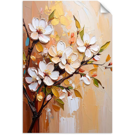 Autocollant Film Fleurs blanches effet peinture sur branches 100x150 (1/3)