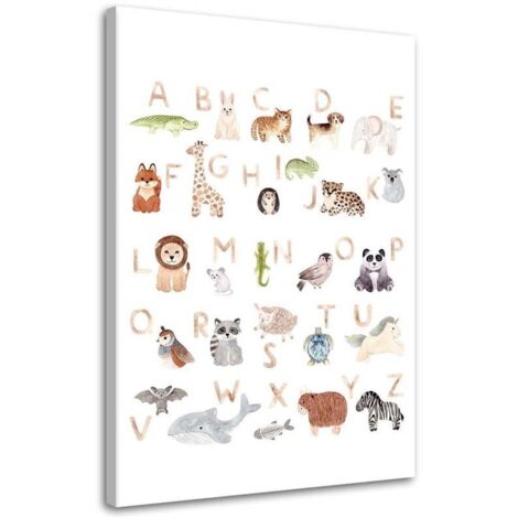 Tableau sur toile Alphabet Enfants Animaux Coloré 70x100 (1/5)