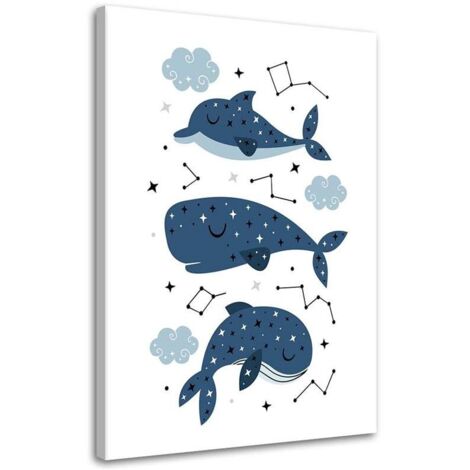 Tableau sur toile Baleine heureuse bleu 60x90 (1/5)