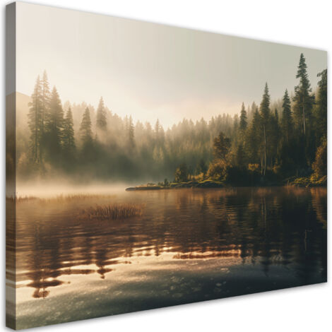 Tableau sur toile Brume sur le lac 100x70 (1/5)