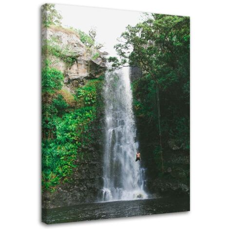 Tableau sur toile Chute d'eau Montagne Forêt Nature 40x60 (1/5)