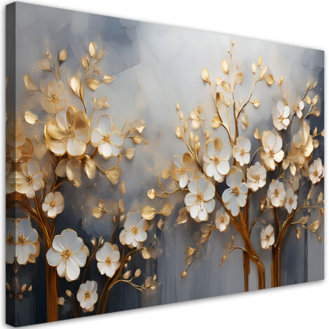 Tableau déco Arbre Magnolia Abstraction Or 60x40 (1/5)