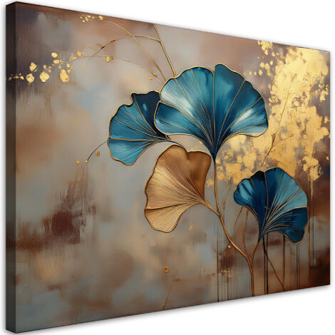Tableau déco Fleurs de Ginko Nature Or 60x40 (1/5)