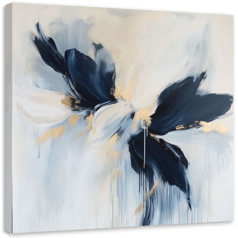 Tableau déco Abstraction moderne bleu or 30x30