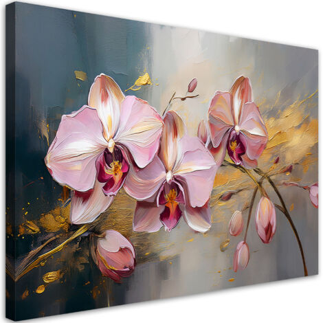 Tableau déco Orchidées roses Fleurs Glamour 100x70 (1/5)