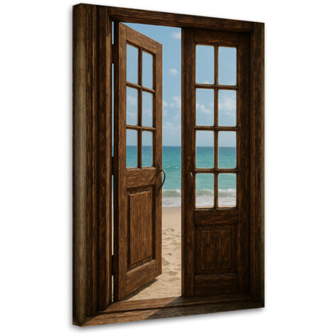 Tableau déco Shabby chic Vue d'une porte donnant sur la plage 40x60 (1/4)