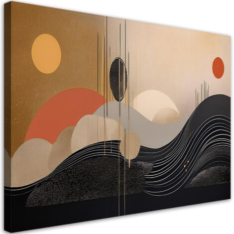 Tableau déco Cercles Lignes Abstraction géométrique 60x40 (1/5)