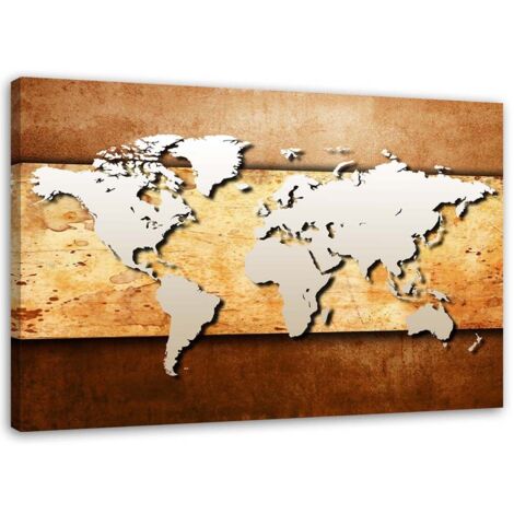 Tableau sur toile Carte du monde planches vintage 60x40 (1/5)
