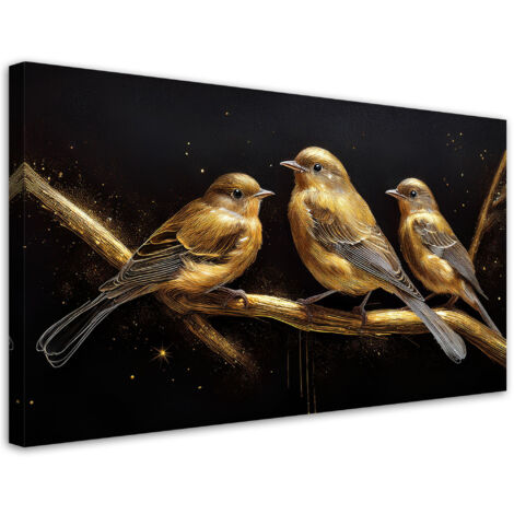 Tableau déco Oiseaux Animaux Or 80x40 (1/5)