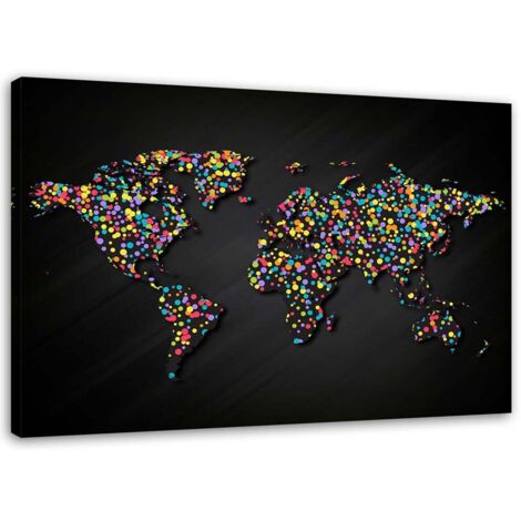 Tableau sur toile Carte du monde colorée vintage 60x40 (1/5)