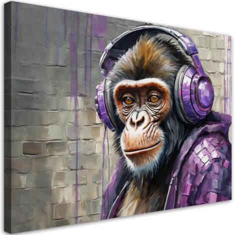 Tableau déco DJ Monkey Lila 100x70 (1/5)