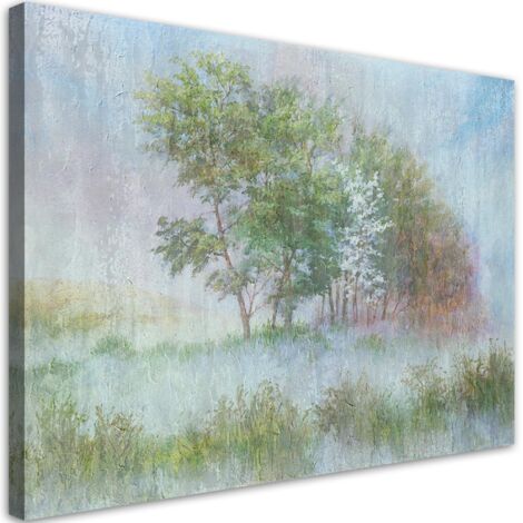 Tableau déco Arbres sur une prairie brumeuse 60x40 (1/5)