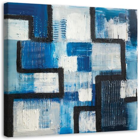 Tableau sur toile Bleu Carré Abstraction 30x30 (1/5)