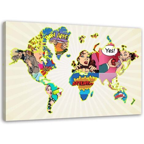 Tableau sur toile Carte du monde Pop Art 60x40 (1/5)