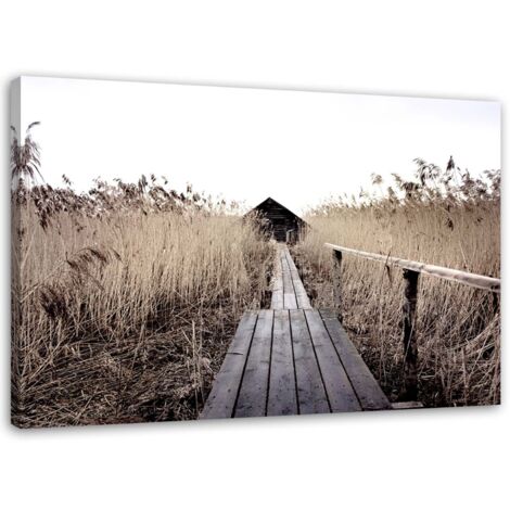 Tableau sur toile Pont Nature Lac 60x40 (1/5)