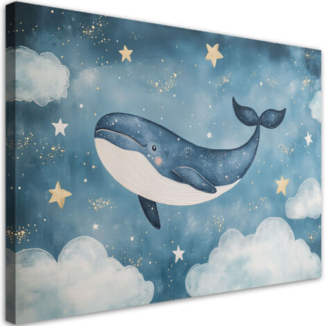 Tableau déco Baleine dans les nuages bleus 60x40 (1/5)