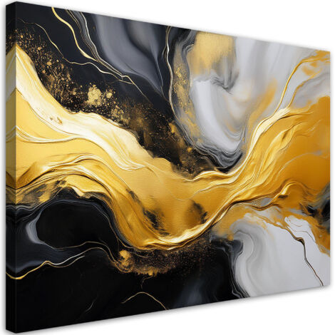 Tableau déco Texture abstraite de marbre noir or 100x70 (1/5)