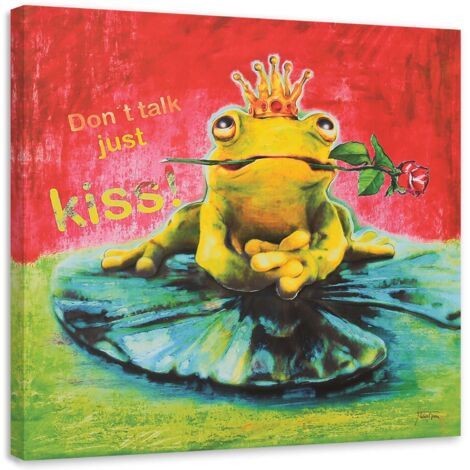 Tableau décoratif Grenouille Rose Baiser 30x30 (1/5)