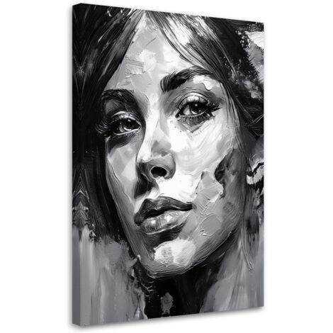Tableau déco Portrait d'une femme Noir et blanc 40x60 (1/5)