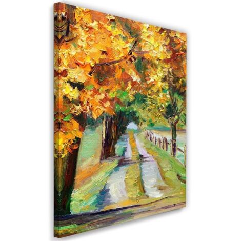 Image sur toile, Route d'automne comme peinte à la main - 70x100 (1/5)