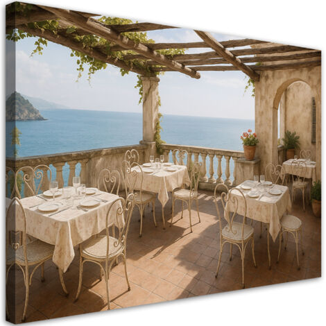 Tableau déco Vue sur la mer Shabby Chic depuis la terrasse 60x40 (1/4)