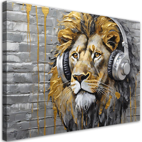 Tableau déco Lion Musique Pop Art 60x40 (1/5)