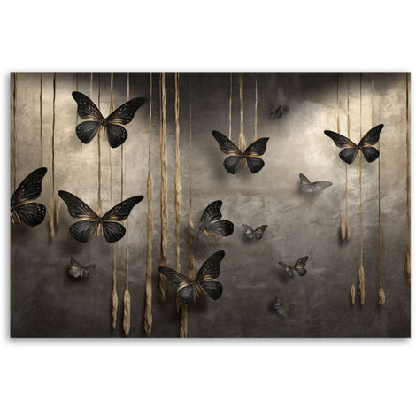 Tableau sur toile Tableau sur toile Papillons 3D noirs 90x60 - 3