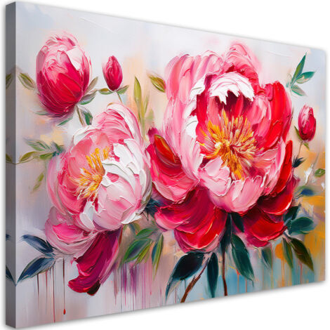 Tableau déco Pivoines roses épanouies Fleurs 100x70