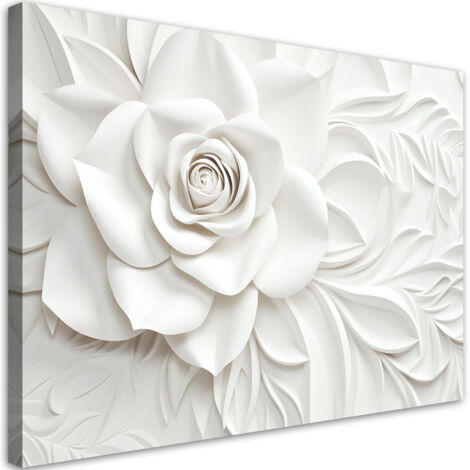 Tableau sur toile Fleur de rose blanche 3D 100x70 (1/5)