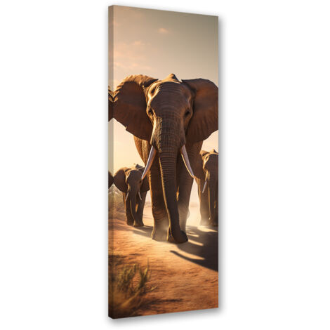 Tableau sur toile Éléphants itinérants 30x90 (1/5)