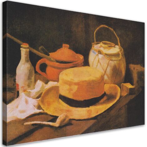 Tableau sur toile reproduction Nature morte au chapeau de paille jaune 90x60 (1/5)