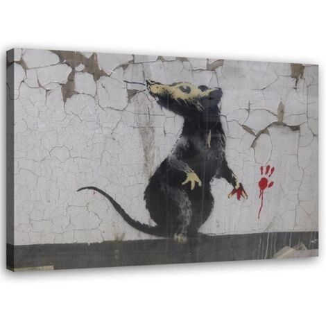 Tableau sur toile Banksy Street Art Rat 60x40 (1/5)