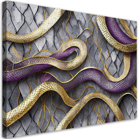 Tableau déco Serpent Texture Glamour Or Lilas 60x40 (1/5)