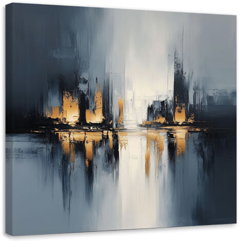 Tableau déco Abstraction gris orange 30x30 (1/4)