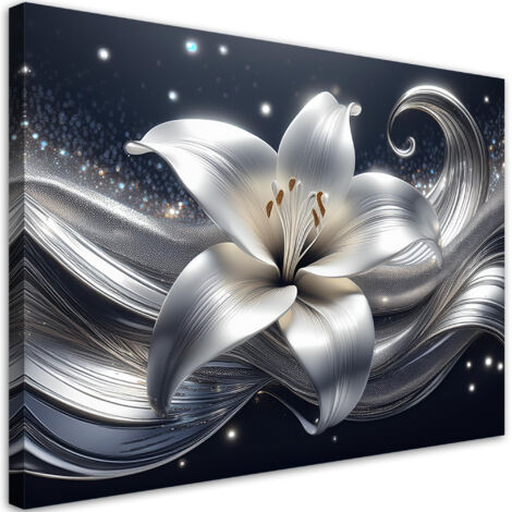 Tableau déco Nature Argent Fleur 60x40 (1/5)