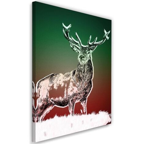 Tableau déco Cerf animal nature Vert 40x60 (1/5)