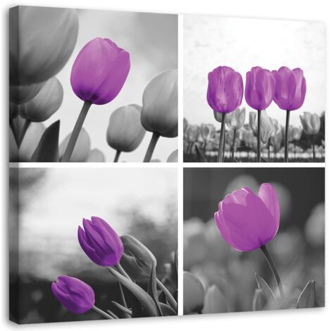 Tableau sur toile Tulipes Lilas Set 30x30 (1/5)