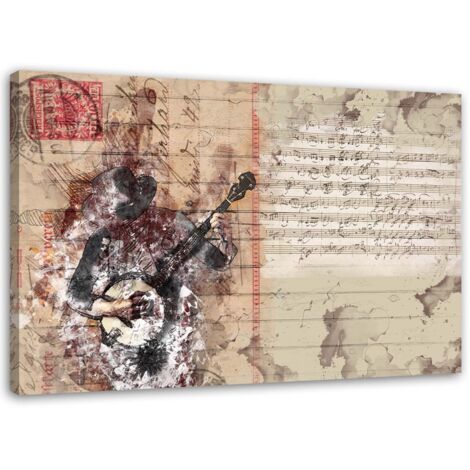 Tableau sur toile Abstrait Guitare Musique Vintage 60x40 (1/5)