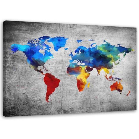 Tableau sur toile Carte du monde colorée multicolore 60x40 (1/5)