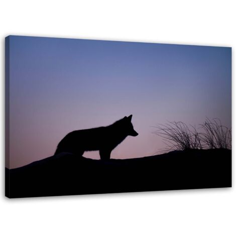 Tableau sur toile Loup Violet Coucher de soleil 60x40 (1/5)