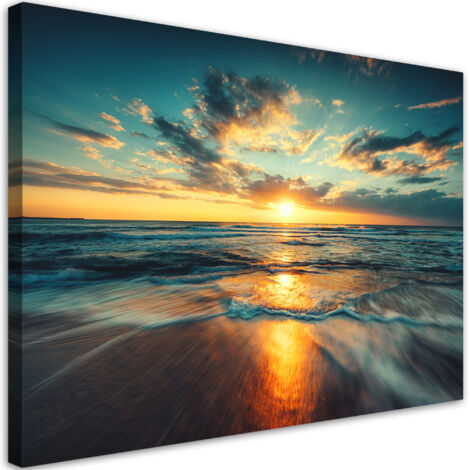 Tableau sur toile Sea Sunset Beach 60x40 (1/5)