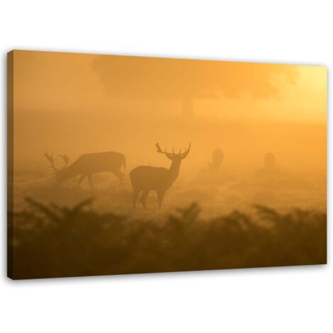 Tableau sur toile Cerf dans le brouillard 100x70 (1/5)